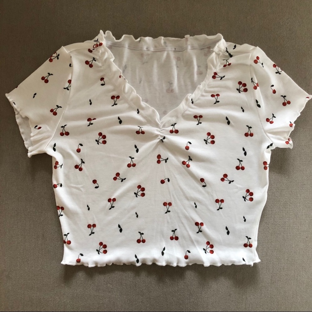 Cherry 🍒 Y2K Lettuce Trim Top